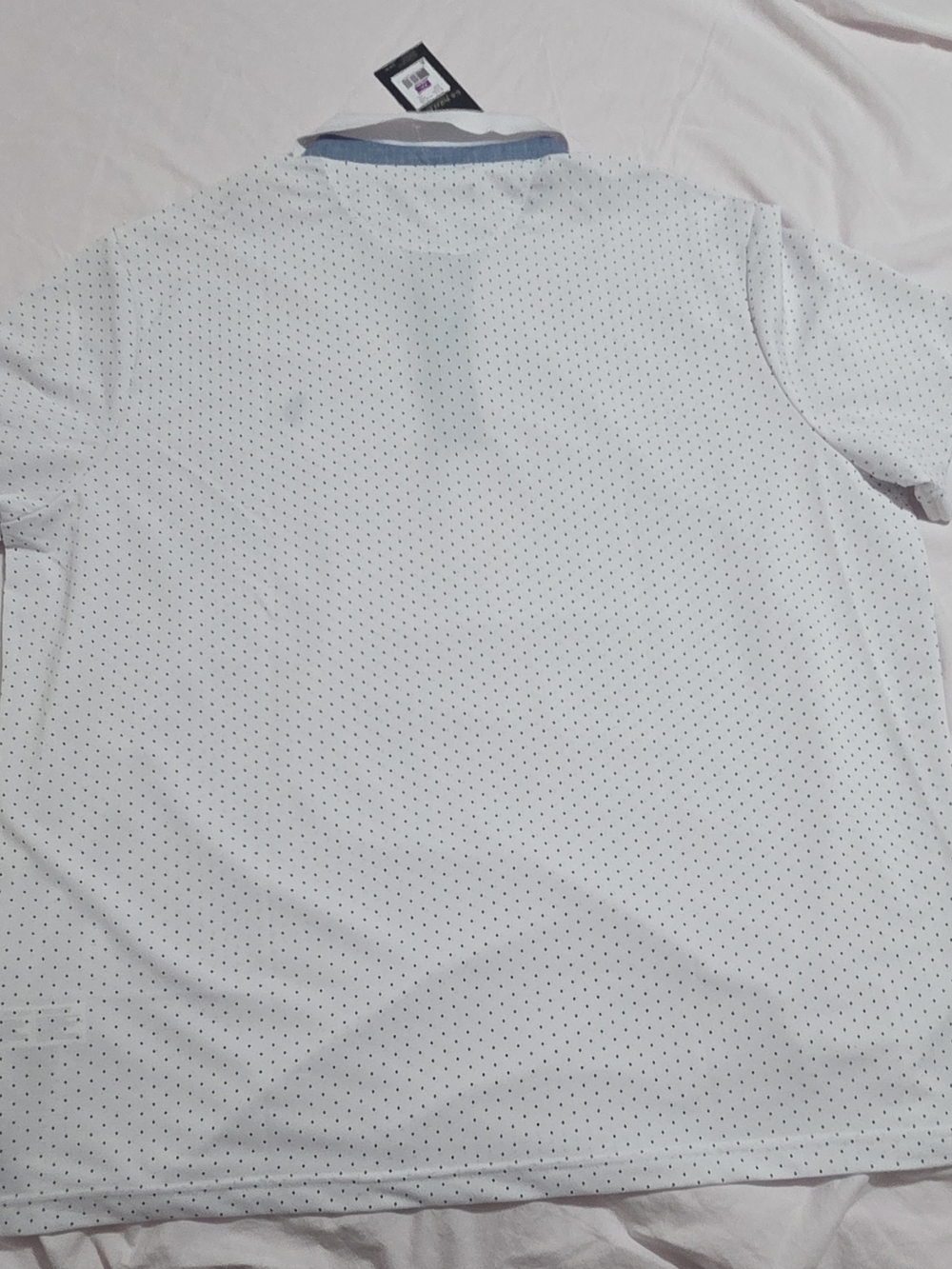 U.S. Polo Assn. White Polo with Navy Micro Dot Pattern